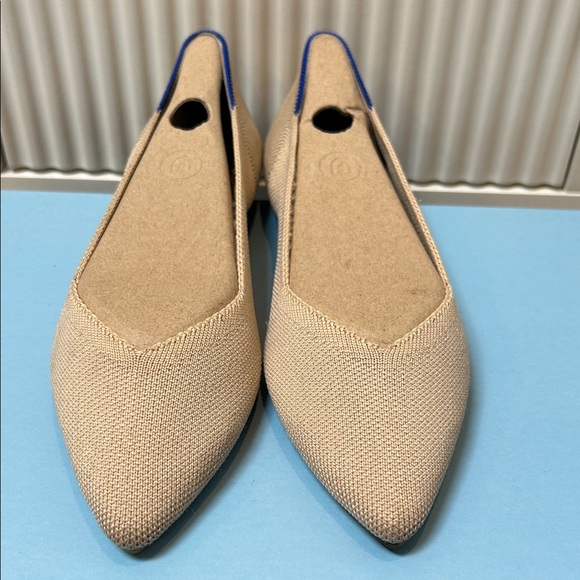 Rothy's Ecru Tortoise Shell Sole The Point Flats Cream Neutral Tan Beige - Picture 7 of 8